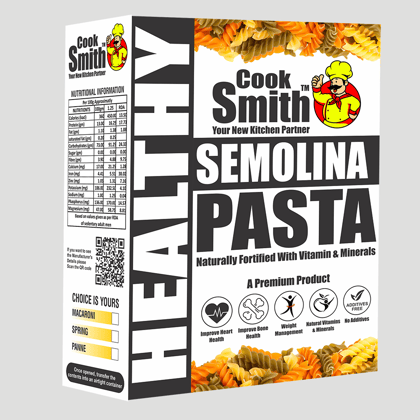 Cook Smith Healthy Semolina Penne Pasta| No Maida, No Fried, No MSG, No Preservatives | Sun Dried |Natural Colour | Rava Pasta | Cook Smith Pasta Pack 250gm (Pack of 1)