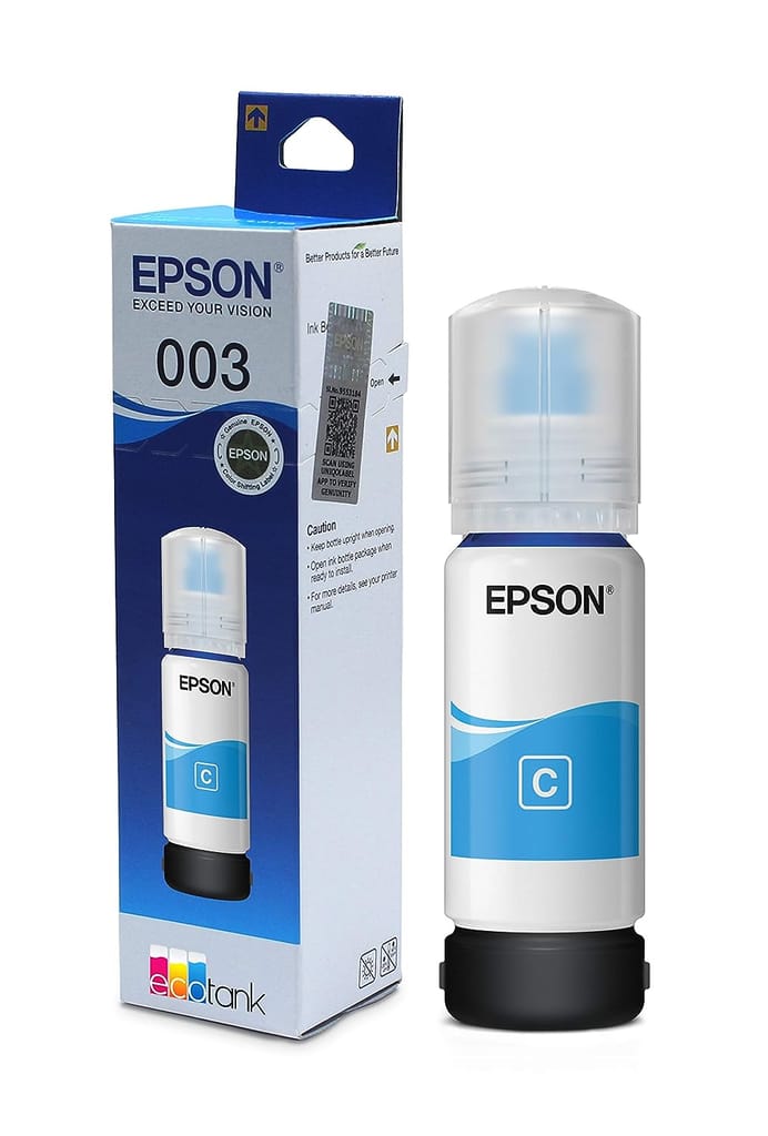 Epson 003 Cyan Ink Bottle 65 ml for EcoTank L1100 series / L1200 series / L3100 series / L3200 series / L5100 series / 5200 series printer