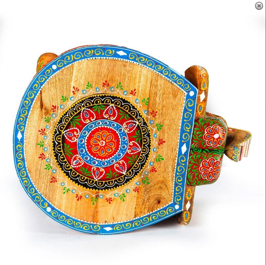 Shri Karni Handicrafts Wood Decorative Rajastani Hand Painted Elephant Stool Home Decorative Items in Living Room, Bedroom | Showpiece Gifts