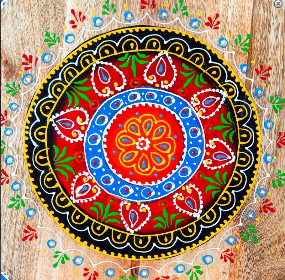 Shri Karni Handicrafts Wood Decorative Rajastani Hand Painted Elephant Stool Home Decorative Items in Living Room, Bedroom | Showpiece Gifts