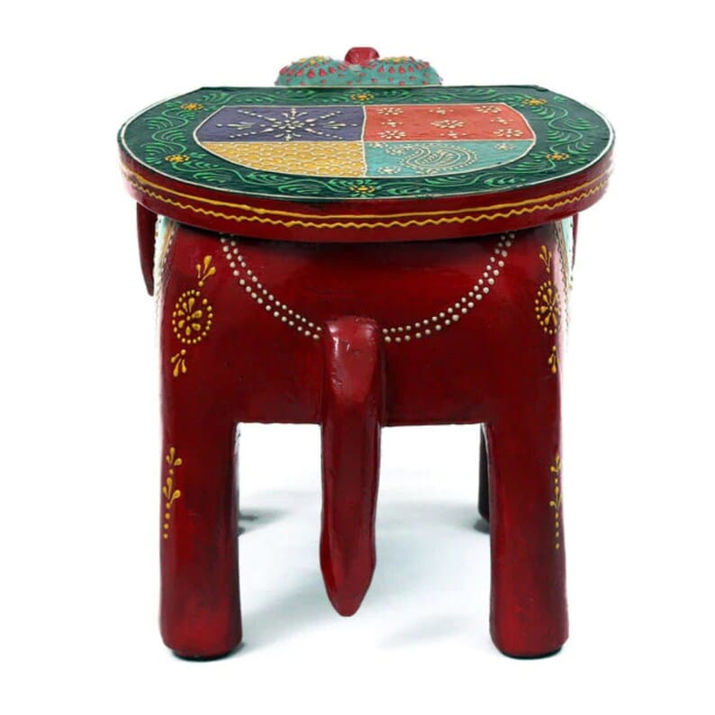 Shri Karni Handicrafts Wood Decorative Rajastani Hand Painted Elephant Stool Home Decorative Items in Living Room, Bedroom | Showpiece Gifts