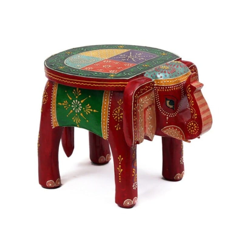 Shri Karni Handicrafts Wood Decorative Rajastani Hand Painted Elephant Stool Home Decorative Items in Living Room, Bedroom | Showpiece Gifts