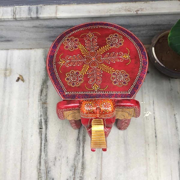 Shri Karni Handicrafts Wood Decorative Rajastani Hand Painted Elephant Stool Home Decorative Items in Living Room, Bedroom | Showpiece Gifts