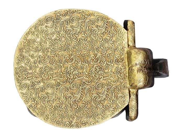 Shri Karni Handicrafts Wood Brass Decorative Rajastani Hand Polished Elephant Stool Home Decorative Items in Living Room, Bedroom | Showpiece Gifts