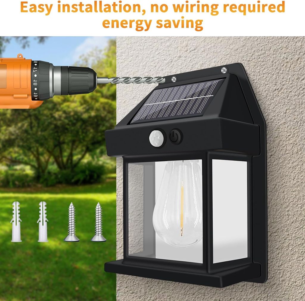 ZURU BUNCH Solar Interaction Waterproof Wall Lamp for Patio, Garage, Shed, Wireless Solar Outdoor 3 Modes & Motion Sensor Solar Powered Porch Wall Light Lamp for Yard