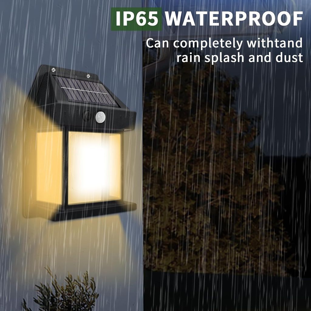 ZURU BUNCH Solar Interaction Waterproof Wall Lamp for Patio, Garage, Shed, Wireless Solar Outdoor 3 Modes & Motion Sensor Solar Powered Porch Wall Light Lamp for Yard