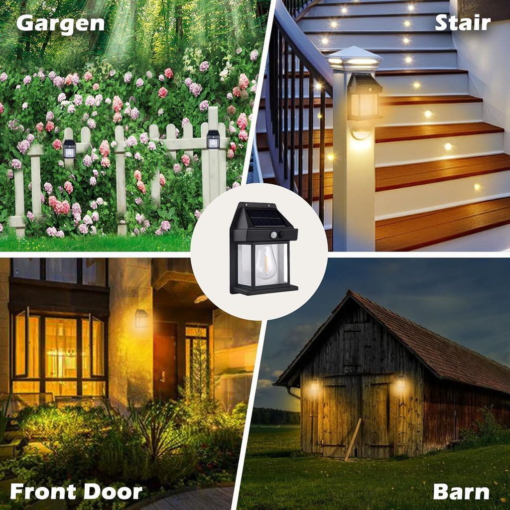 ZURU BUNCH Solar Interaction Waterproof Wall Lamp for Patio, Garage, Shed, Wireless Solar Outdoor 3 Modes & Motion Sensor Solar Powered Porch Wall Light Lamp for Yard