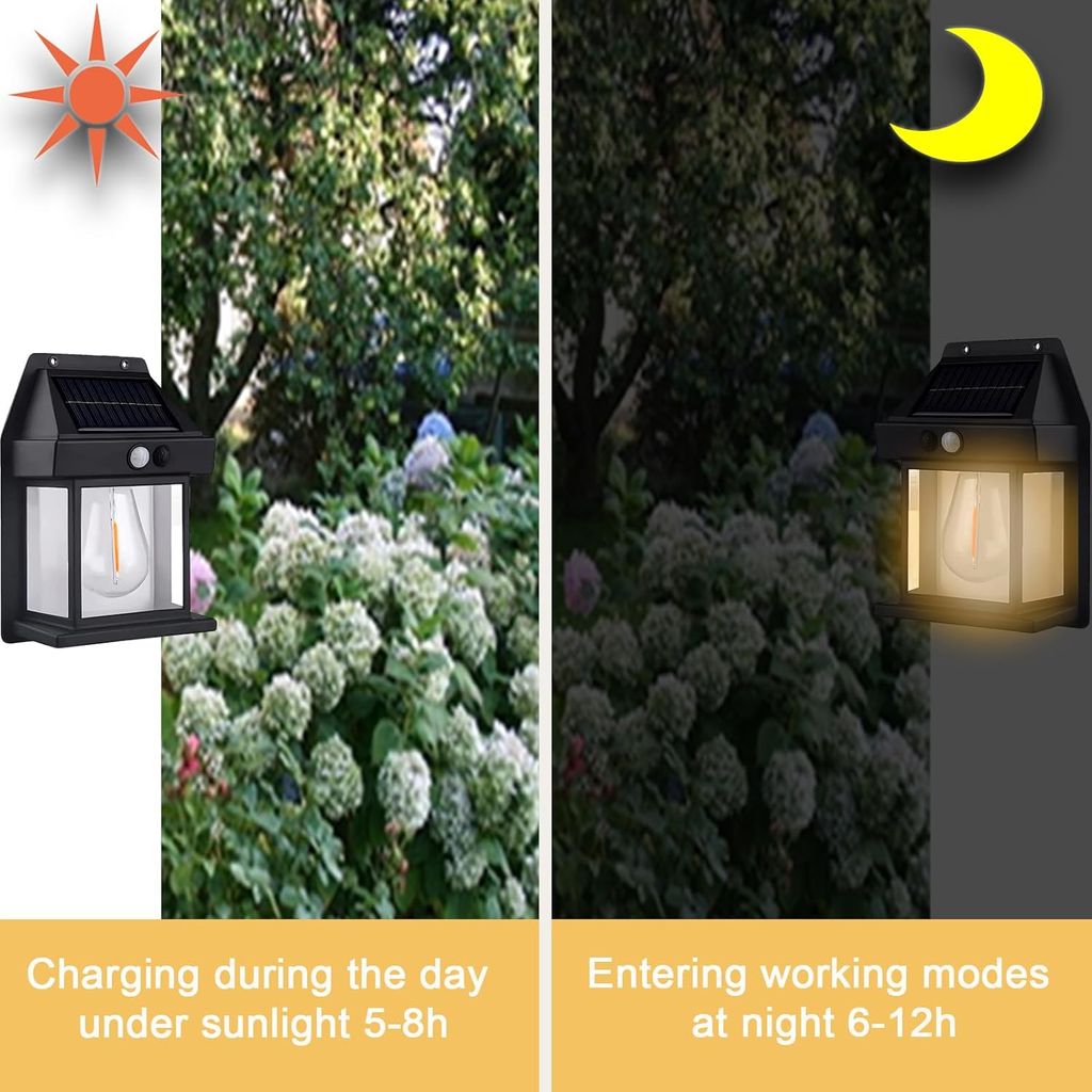 ZURU BUNCH Solar Interaction Waterproof Wall Lamp for Patio, Garage, Shed, Wireless Solar Outdoor 3 Modes & Motion Sensor Solar Powered Porch Wall Light Lamp for Yard