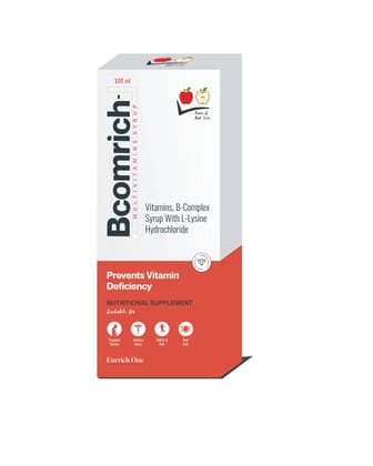 BCOMRICH-L MULTIVITAMINS SYRUP, B-COMPLEX WITH L-LYSINE SYRUP 200ML.(PACK OF 2*200ML.)