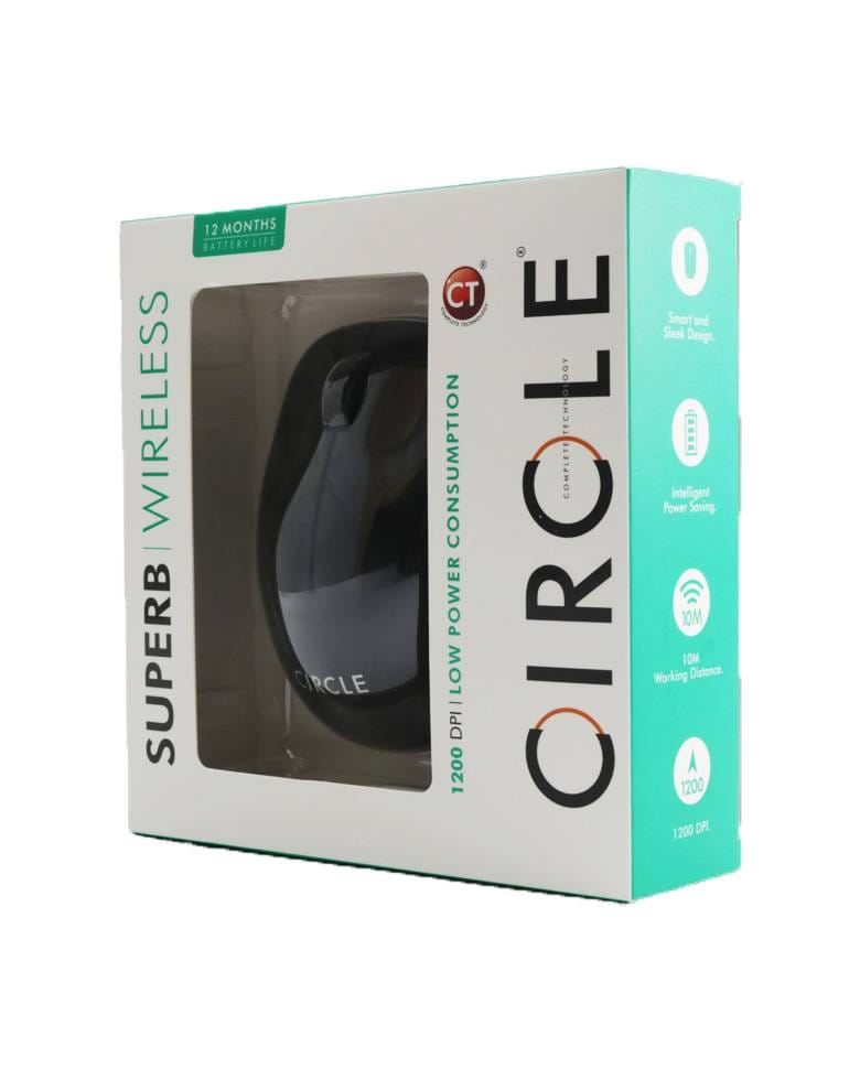Circle Superb Wireless Mouse | Long Battery Life, 1200 DPI, Sleep Mode (Black)