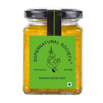 Supernatural Society - Mango Mustard Sauces Chutney 280G | Mango Jelly Lemon Juice and Green Chilli, Spicy Indian Paste and Glass Pack
