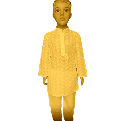 Lukhnowi Chikankari | Yellow | Kurta With Pyjama Set for Boys -6-12 Month