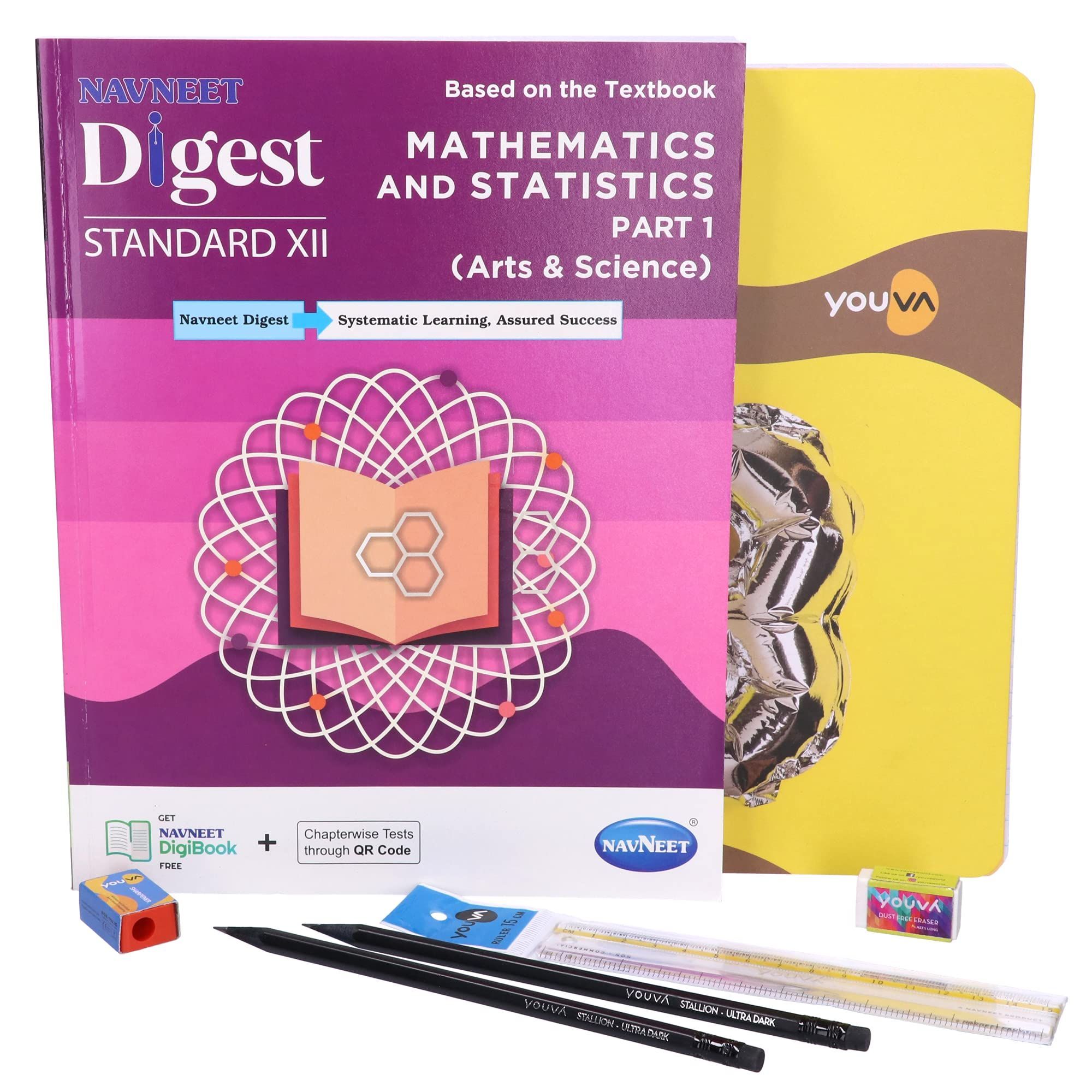 Navneet Youva Happiness Combo Mathematics Study Kit 2 Part 1 (1 Digest + 1 Three Subject Book + 2 Pencils + 1 Sharpener + 1 Eraser + 1 Scale)
