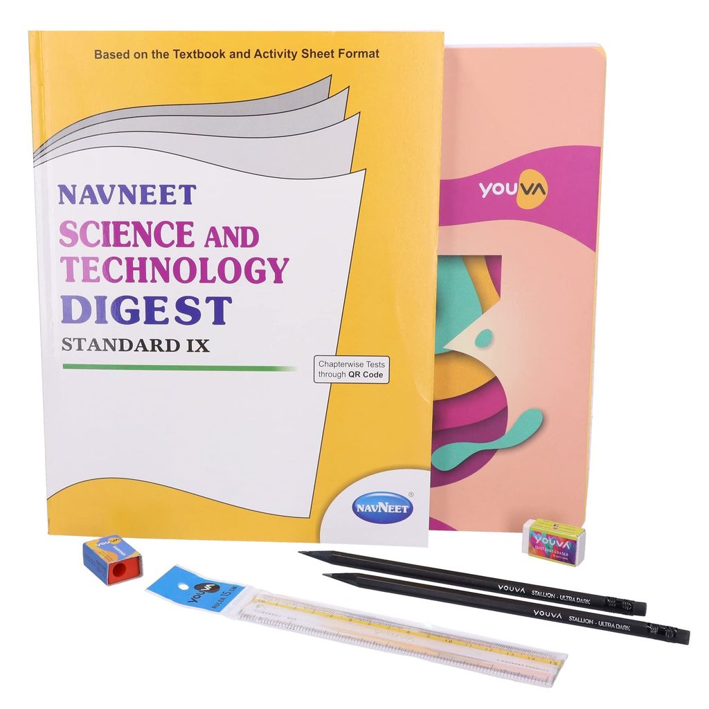 Navneet Youva Happiness Combo Science and Technology Study Kit 2 (1 Digest + 1 Three Subject Book + 2 Pencils + 1 Sharpener + 1 Eraser + 1 Scale) [Office Product] - Stationery | Buy online on ZillyBuy