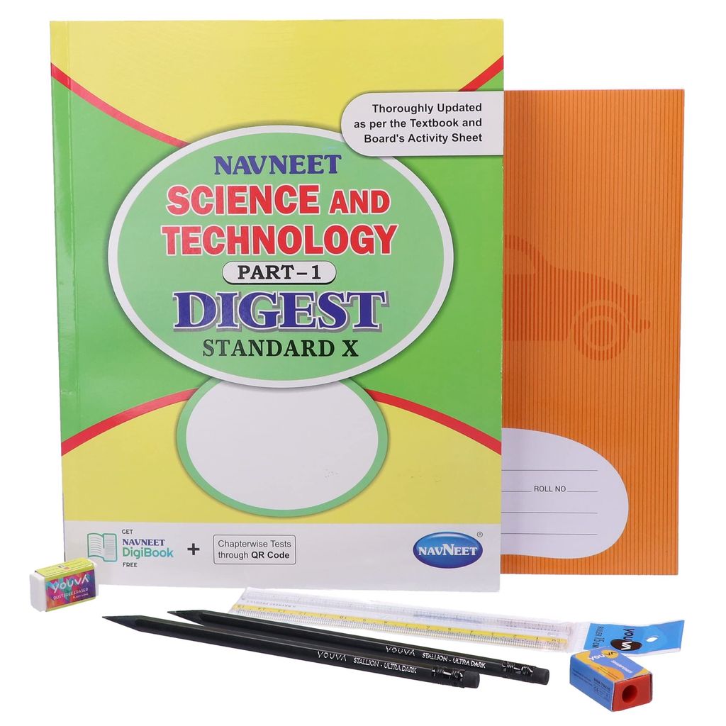 Navneet Youva Happiness Combo Science and Technology Study Kit 1 (1 Digest + 1 Notebook + 2 Pencils + 1 Sharpener + 1 Eraser + 1 Scale), Multi Colour - Stationery | Buy online on ZillyBuy