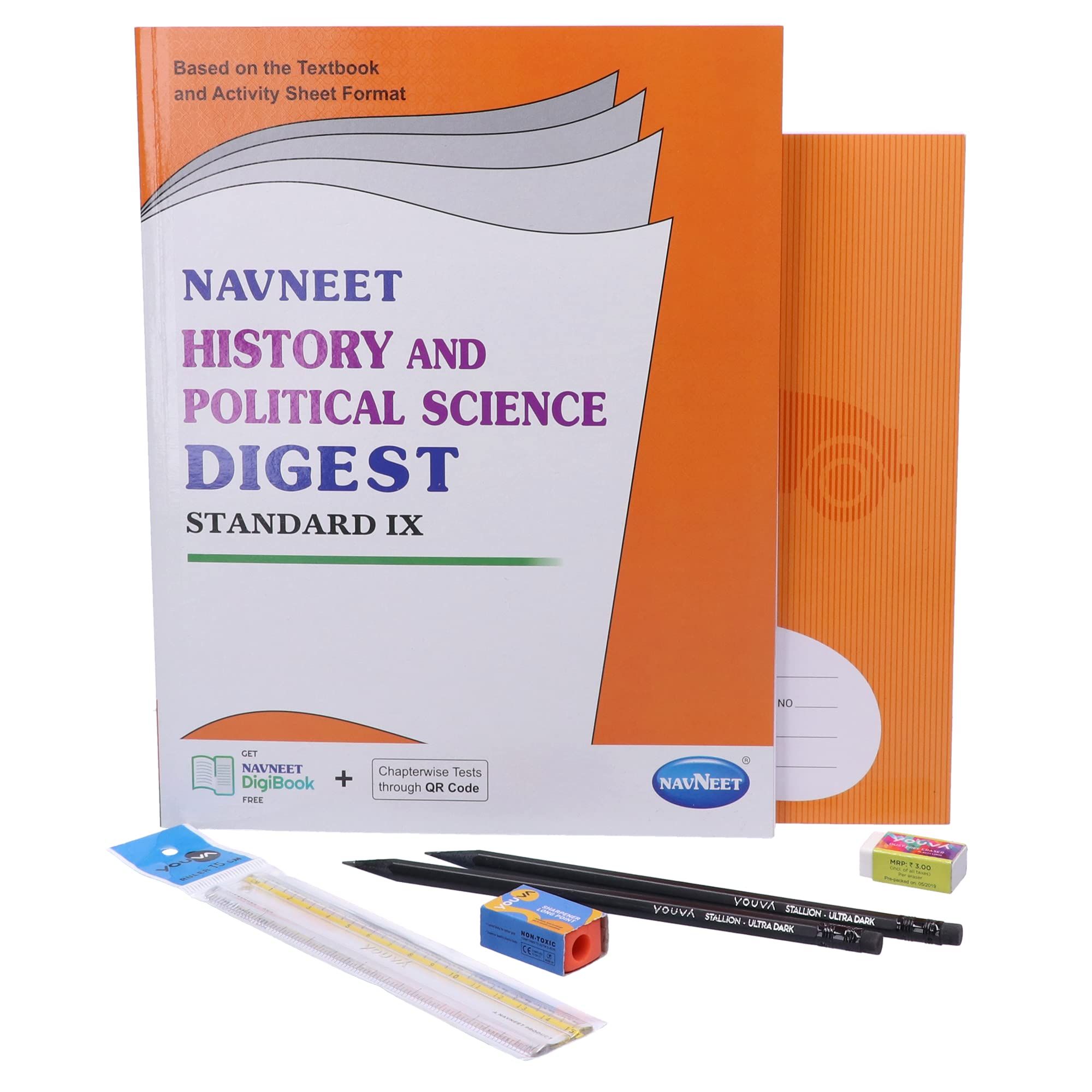 Navneet Youva Happiness Combo History and Political Science Study Kit 1 (1 Digest + 1 Notebook + 2 Pencils + 1 Sharpener + 1 Eraser + 1 Scale)