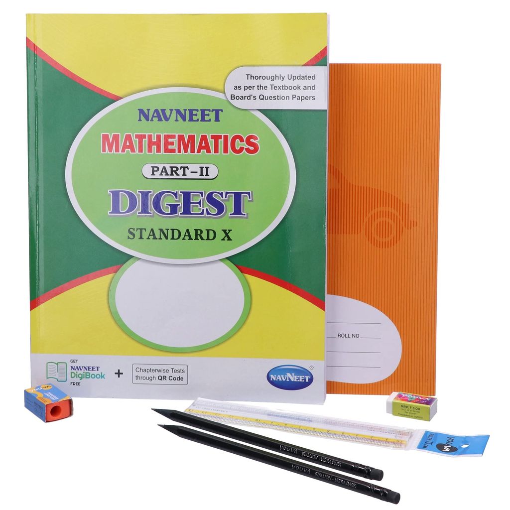 Navneet Youva Happiness Combo Mathematics Study Kit 1 Part 2 (1 Digest + 1 Notebook + 2 Pencils + 1 Sharpener + 1 Eraser + 1 Scale), Multi Colour - Stationery | Buy online on ZillyBuy