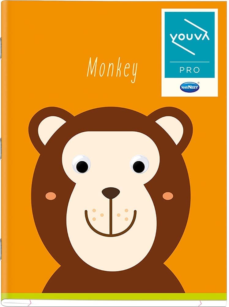Navneet Youva | Soft Bound | Brown Note Book- Googly Eye | 18x24 cm | 3 in 1 (DL + R & B + Md Sq.) | 180 Pages | Pack of 4