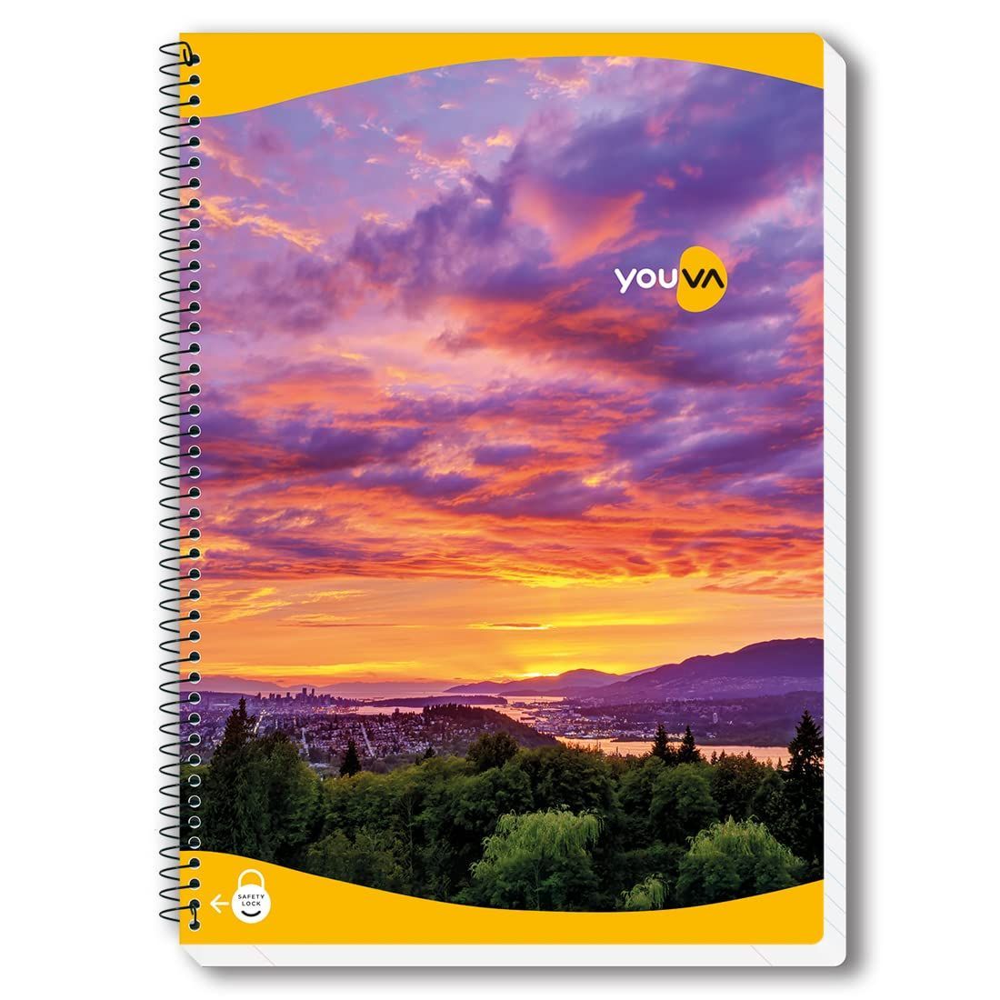 Navneet Youva | Spiral Long Book for College Students and executives | Spiral Bound with Safety Lock | A4 size - 21 x 29.7 cm | Single Line | 400 Pages | Pack of 1