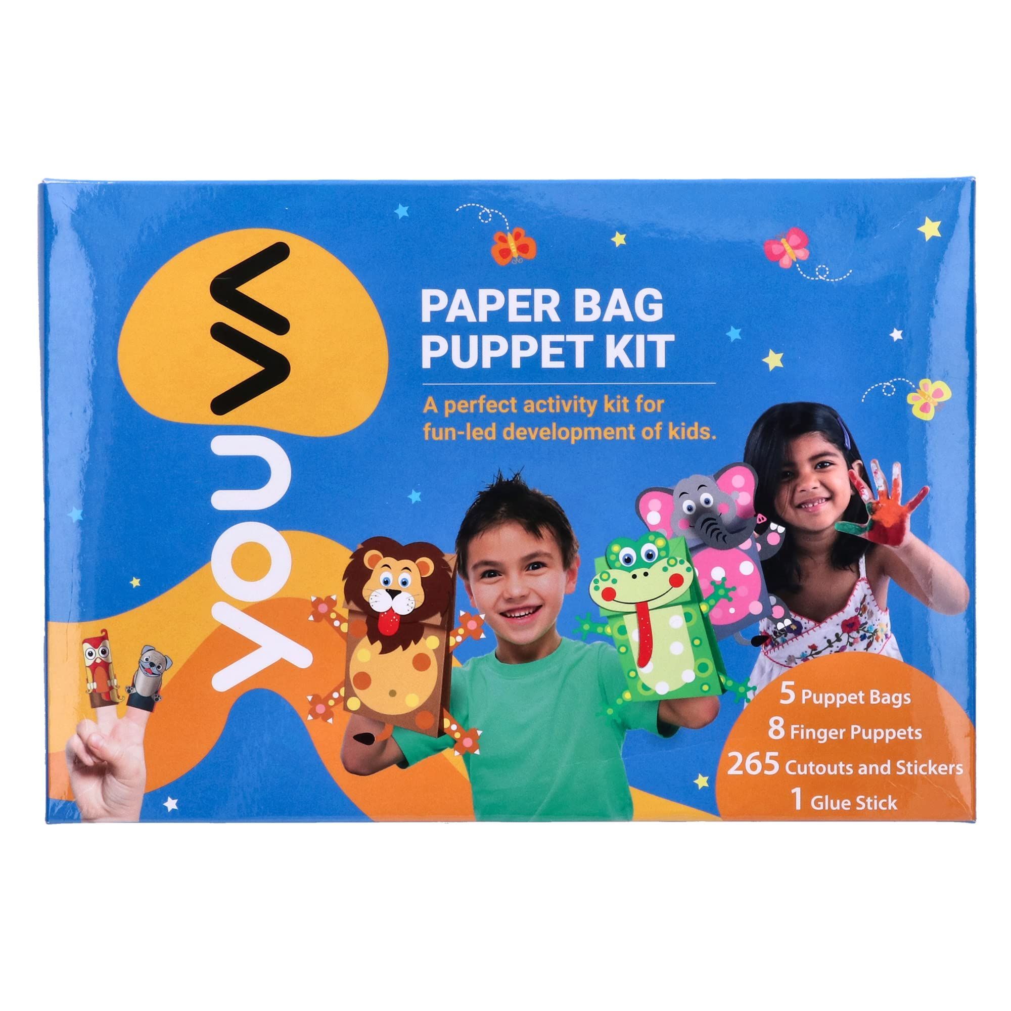Navneet Youva Paper Bag Puppet Kit Perfect Activity Kit for Funled Development of Kids, DIY Set, Finger Puppets, Art and Craft kit, Multicolor