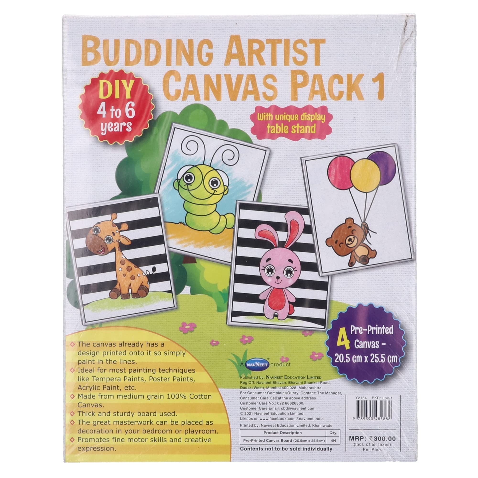 Navneet Budding Artist Canvas Pack 1 - for 4 to 6 Years Kids (Pack Contains 3 Canvas Boards)