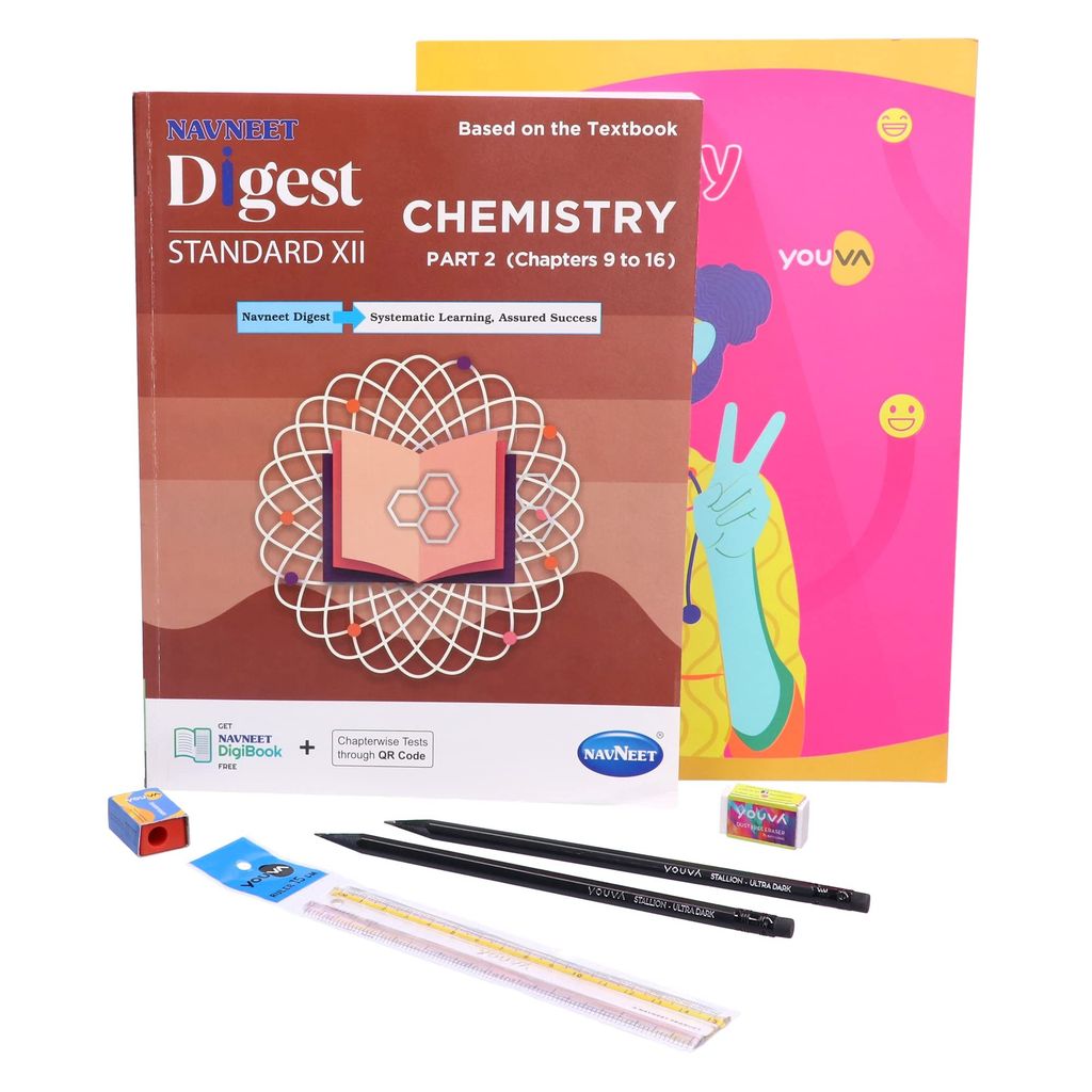 Navneet Youva Happiness Combo Chemistry Study Kit 2 Part 2 (1 Digest + 1 Long Book + 2 Pencils + 1 Sharpener + 1 Eraser + 1 Scale), (23955) - Stationery | Buy online on ZillyBuy