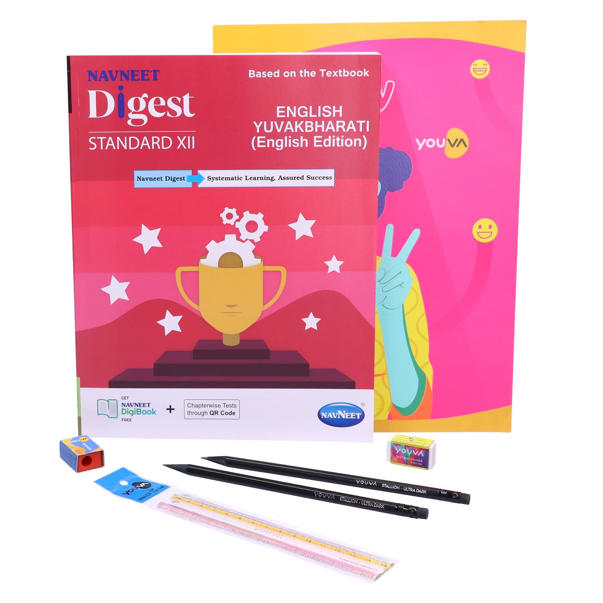 Navneet Youva Happiness Combo English Yuvakbharati Study Kit (1 Digest + 1 Long Book + 2 Pencils + 1 Sharpener + 1 Eraser + 1 Scale) (23947)