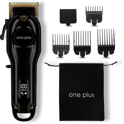 OnePlus OP 19 Cordless Professional Hair Clipper Dual LED Titanium coated blade Trimmer 150 min Runtime 12 Length Settings  (Black)
