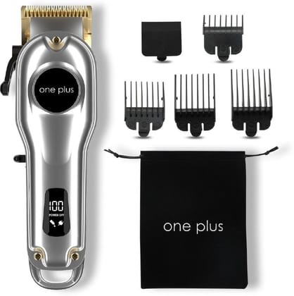 OnePlus OP 19 Cordless Professional Hair Clipper Dual LED Titanium coated blade Trimmer 150 min Runtime 12 Length Settings  (Silver)