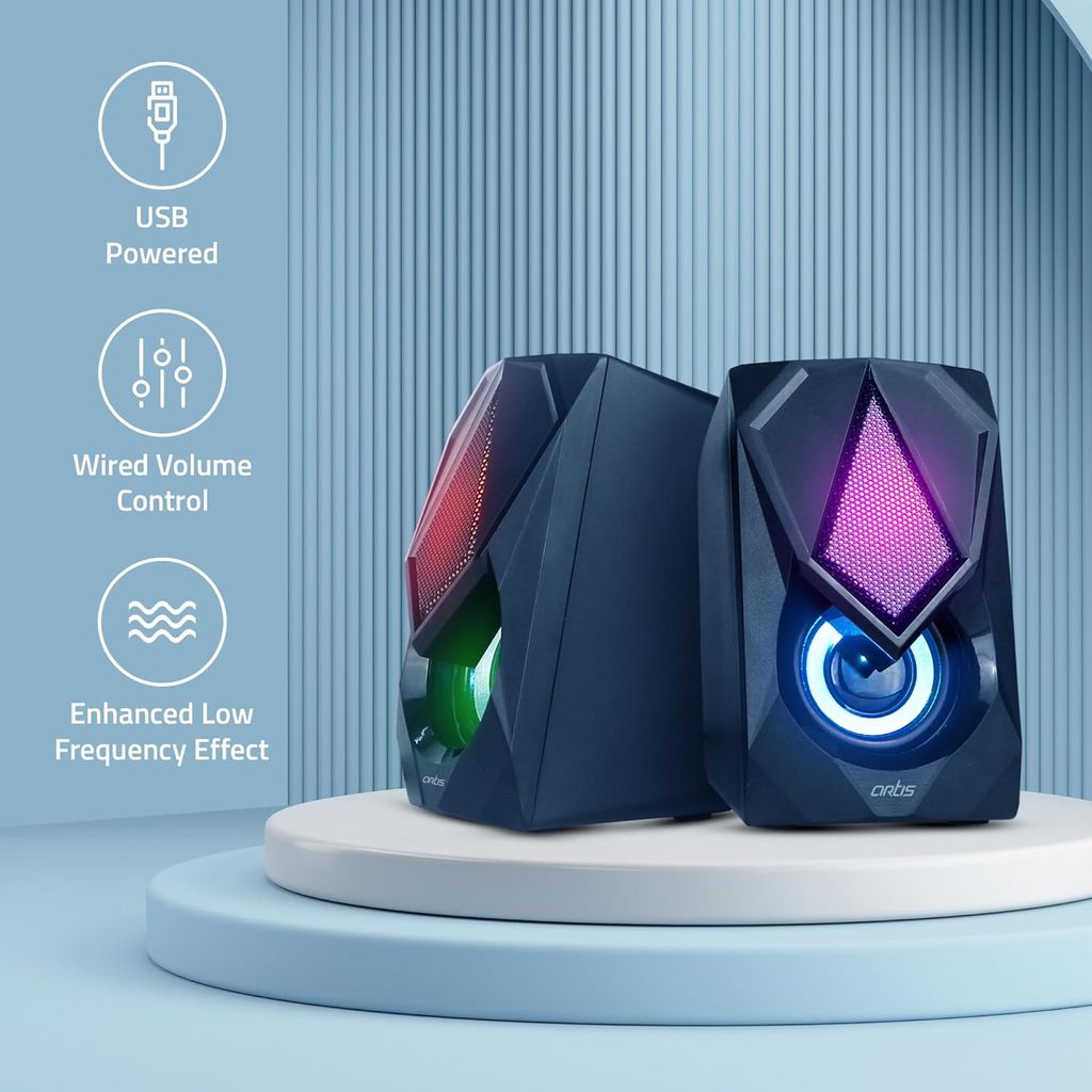 Elevate Your Audio Experience: Artis S21 2.0 Stereo USB Speakers (Black)