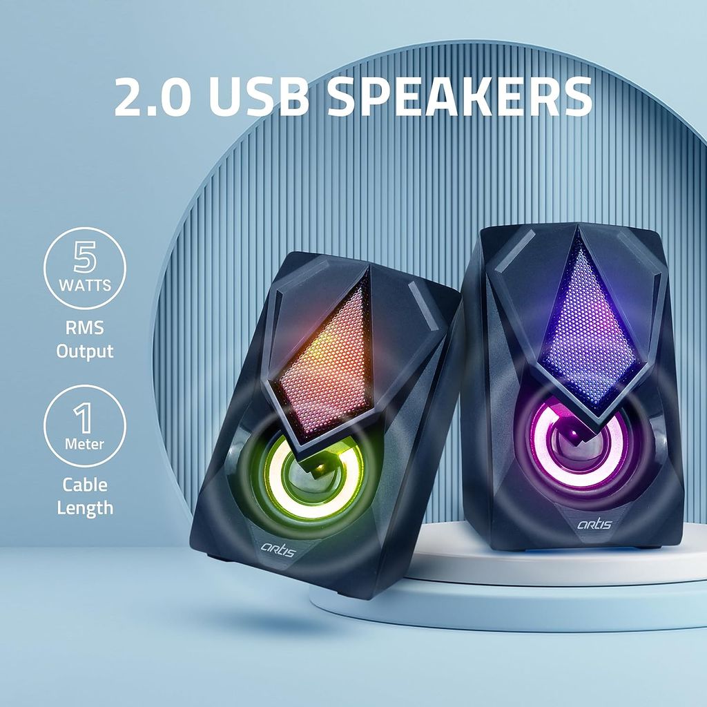 Elevate Your Audio Experience: Artis S21 2.0 Stereo USB Speakers (Black)