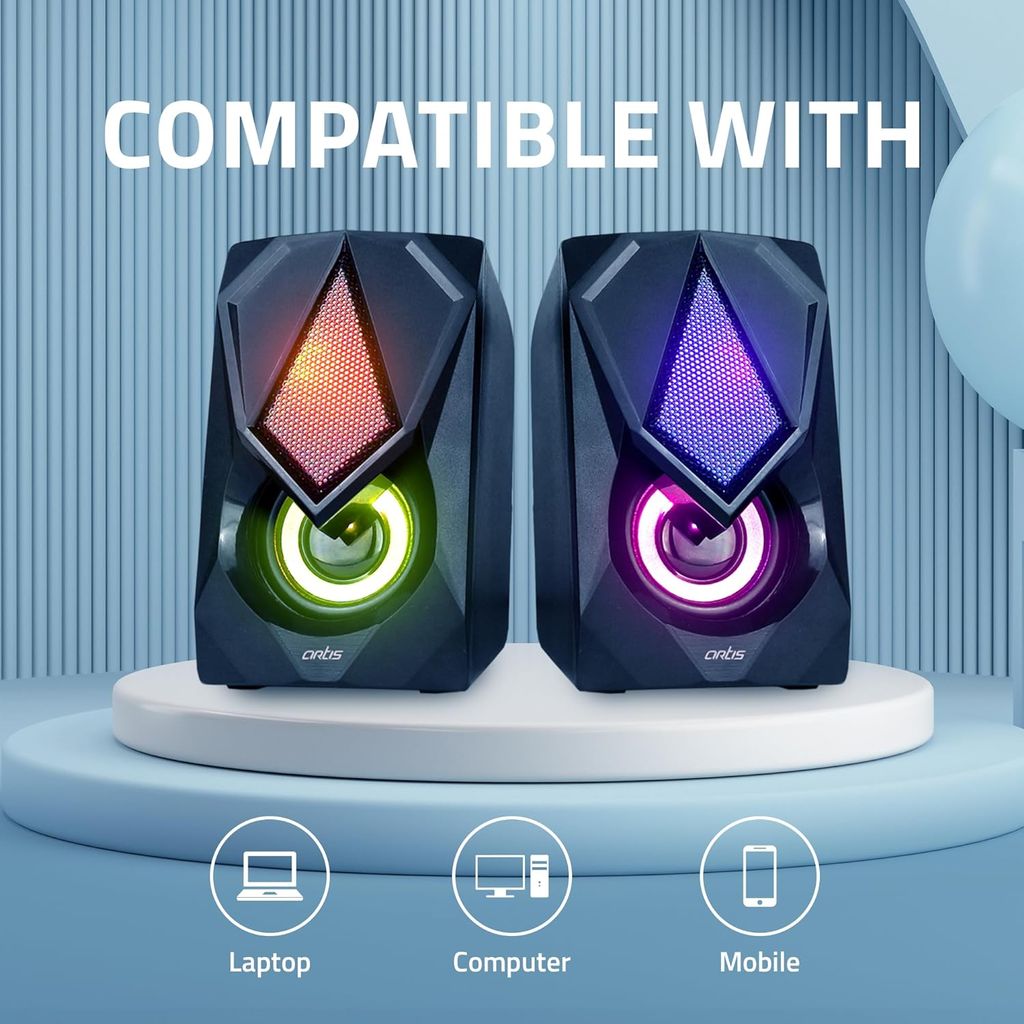 Elevate Your Audio Experience: Artis S21 2.0 Stereo USB Speakers (Black)