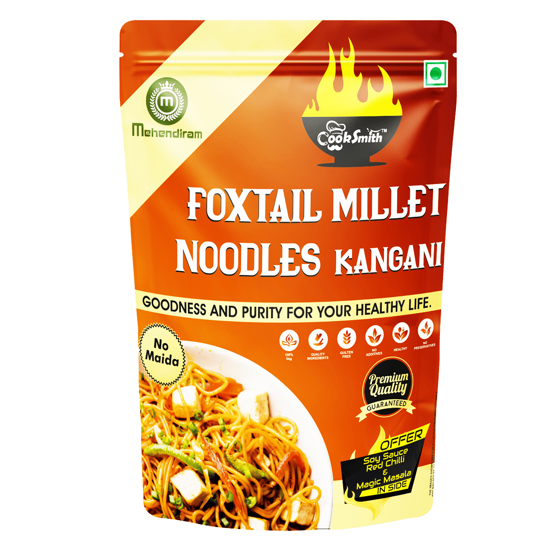 Cook Smith Healthy Foxtail Hakka Noodles| No Maida, No Fried, No MSG, No Preservatives | Sun Dried |Naturle Colours | Kangni | Cook Smith Noodles Pack 200gm (Pack of 1)