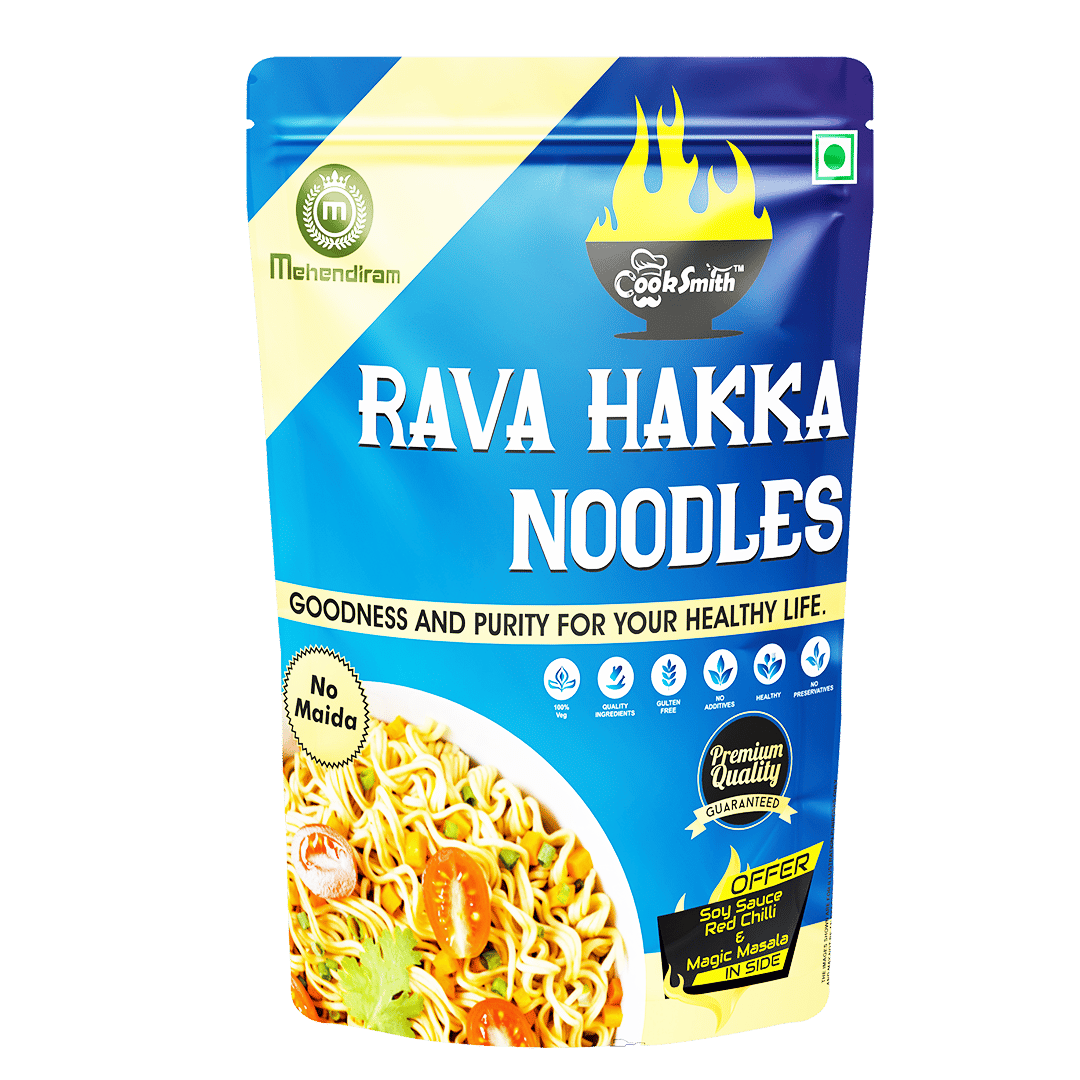 Cook Smith Healthy Semolina Hakka Noodles| No Maida, No Fried, No MSG, No Preservatives | Sun Dried |Naturle Colours | Rava Noodles | Cook Smith Noodles  Pack 200gm (Pack of 1)