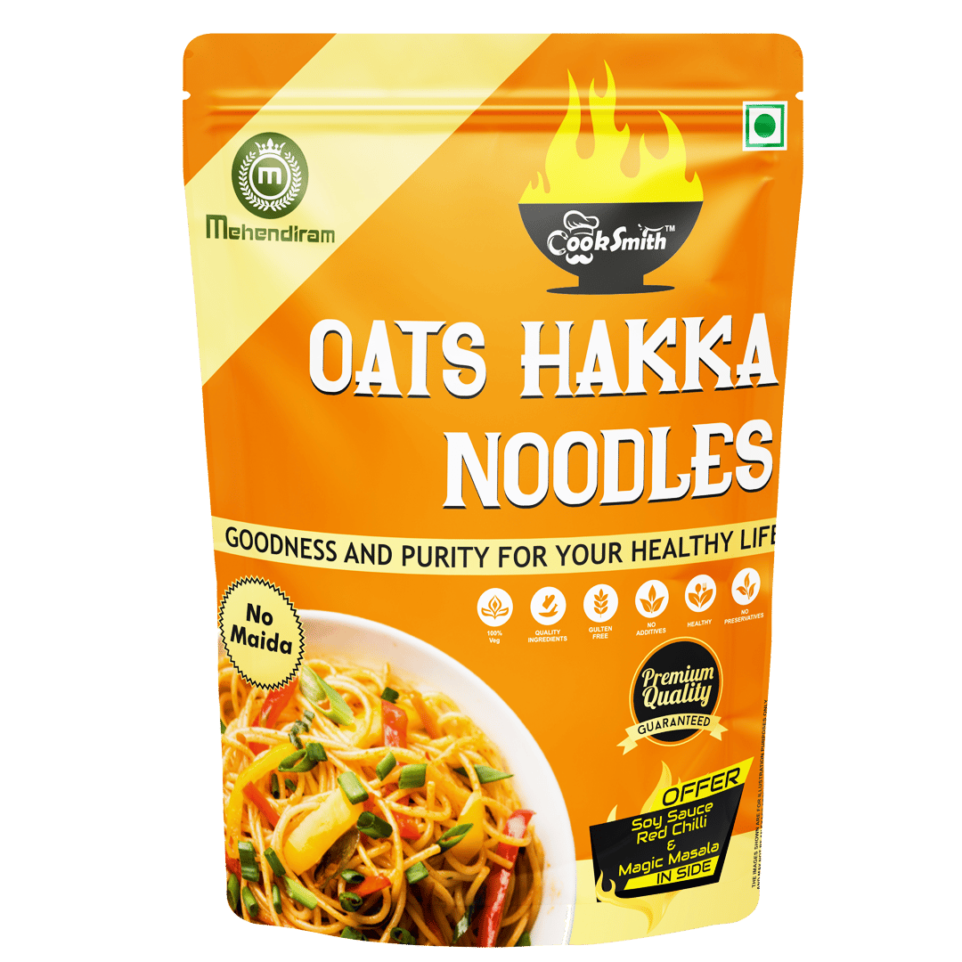 Cook Smith Healthy Oats Hakka Noodles| No Maida, No Fried, No MSG, No Preservatives | Sun Dried |Naturle Colours | Oats Noodles | Cook Smith Noodles  Pack 200gm (Pack of 1)