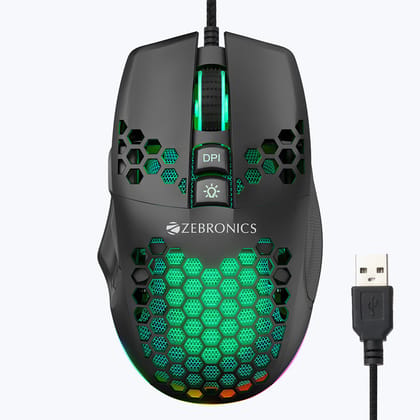 Zebronics Crosshair Premium Gaming RGB USB Mouse with Up to 7200 Dpi