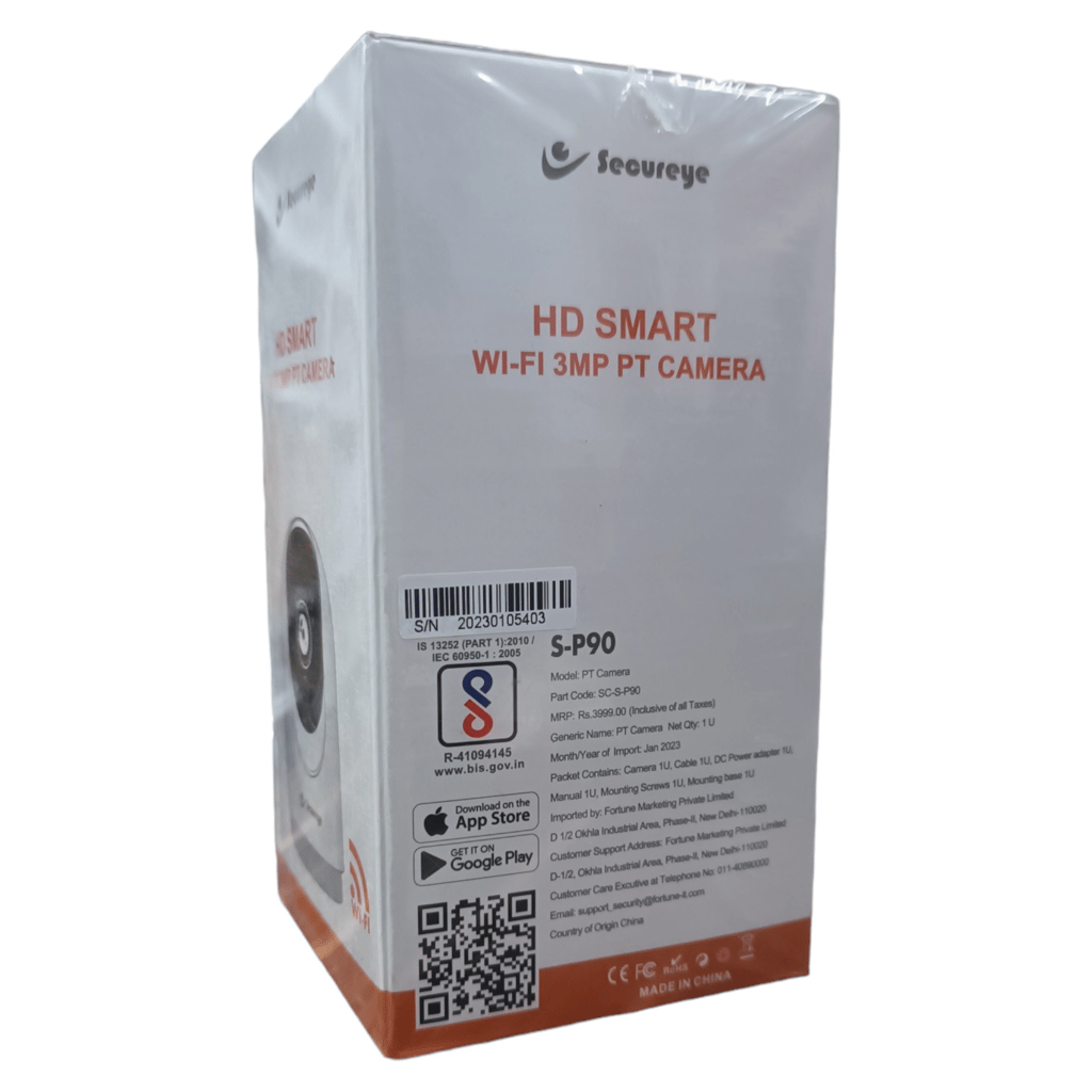 Secureye 3MP WiFi Security Camera | 360° View, 2-Way Audio, Cloud/SD Storage (SP90) (1yr Brand Warranty)