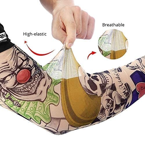 CHINTELS Arm Tattoos Sleeve For Men & Women Sun UV Cool Protection-Stretchable Nylon Arm Warmer (Multicolor) Pack of ANY 3