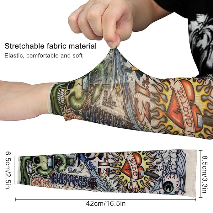CHINTELS Arm Tattoos Sleeve For Men & Women Sun UV Cool Protection-Stretchable Nylon Arm Warmer (Multicolor) Pack of ANY 3