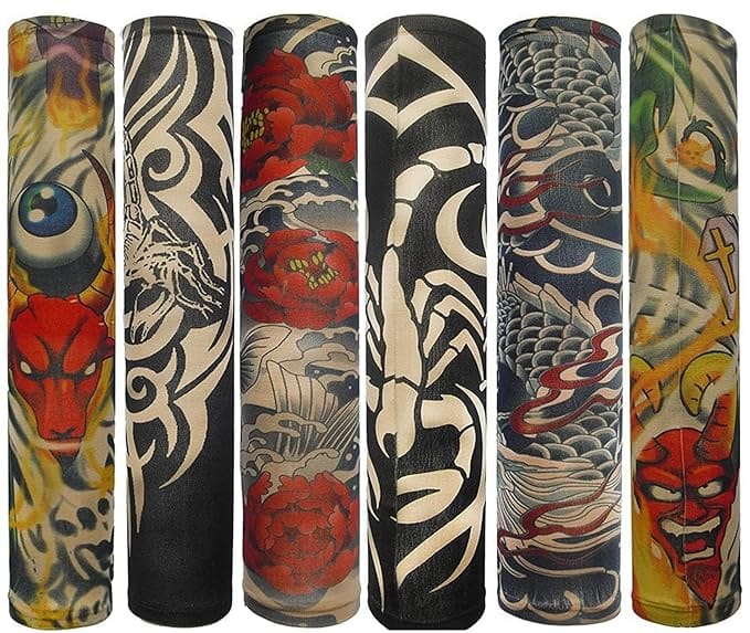 CHINTELS Arm Tattoos Sleeve For Men & Women Sun UV Cool Protection-Stretchable Nylon Arm Warmer (Multicolor) Pack of ANY 3