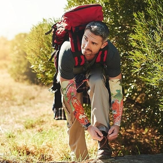 CHINTELS Arm Tattoos Sleeve For Men & Women Sun UV Cool Protection-Stretchable Nylon Arm Warmer (Multicolor) Pack of 4