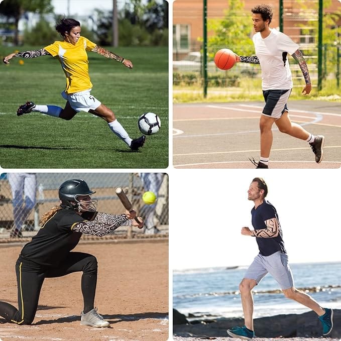 CHINTELS Arm Tattoos Sleeve For Men & Women Sun UV Cool Protection-Stretchable Nylon Arm Warmer (Multicolor) Pack of 4