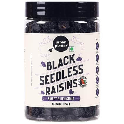Urban Platter Fresh Seedless Black Raisins, 250G (Garnish Or Add To Fruit Salads, Oatmeals, Mueslis, Trail Mixes, Ice Creams, Baked Goods, Kheer & Ladoos)