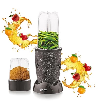 NUTRI BLENDER Grinder by Echt, NB4s 450 Watt,2 Multi purpose Jars for juices, smoothies, shakes, chutneys and dry masala; The Long Jar (500ml) & the Short Jar (300ml) 2 years warranty, Black Splatter-4 Pc