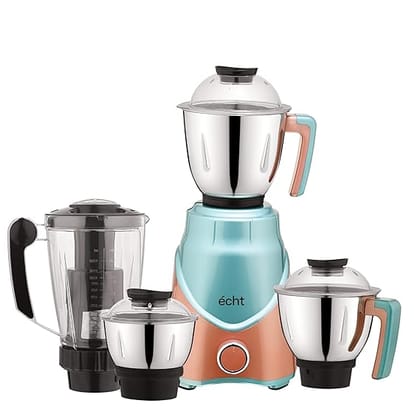 Echt ZR 7S Mixer Grinder 750 Watt, 4 Stainless Steel Jars, Wet Jar(1500 ml), Multipurpose Jar (1000 ml),Chutney Jar (300ml) & Juicer Jar(1250ml);3 Speed Control, 2 years warranty, Champagne blue