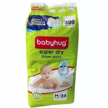 Babyhug Super Dry Pant Style Diaper -Medium M 34 Pcs.