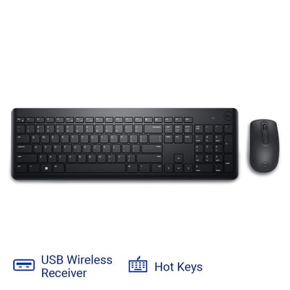 Dell USB Wireless Keyboard and Mouse - KM3322W, Anti-Fade & Spill-Resistant Keys (3Yr Warranty from Brand)