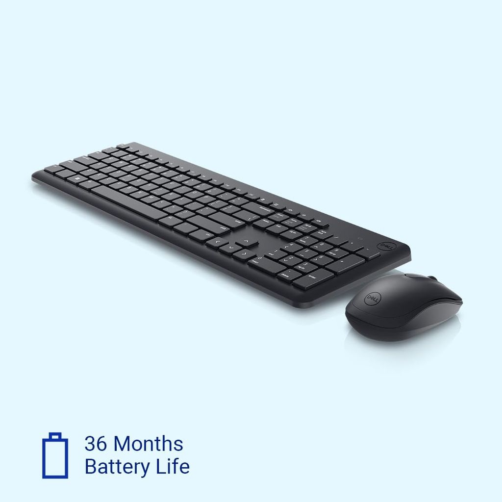 Dell USB Wireless Keyboard and Mouse combo - KM3322W, Anti-Fade & Spill-Resistant Keys, up to 36 Month Battery Life