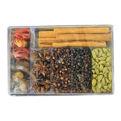 Kerala Spices Acrylic Masala Box For Kitchen Spice Box Container 6 in 1 Masala Dabba Gift Hamper