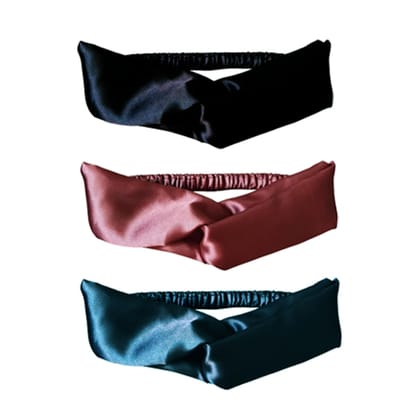 Premium Diamond Satin Hair Band for Women| Satin Hair Band for Hair & Skin| Silk Hair Band (Pack of 3) | Hair Accessories Women Satin Hair Band for Women with Stretchable Elastic Knot